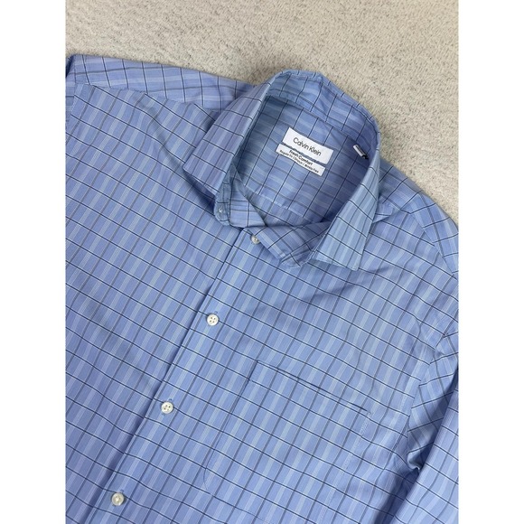 Calvin Klein Other - Calvin Klein Shirt Mens Medium Blue Plaid Wrinkle Free Stretch Fresh Comfort